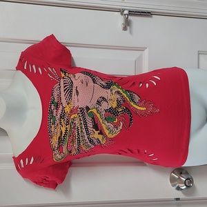 One of a Kind Cut Out Aisan Beauty with Dragon Headdress Top
